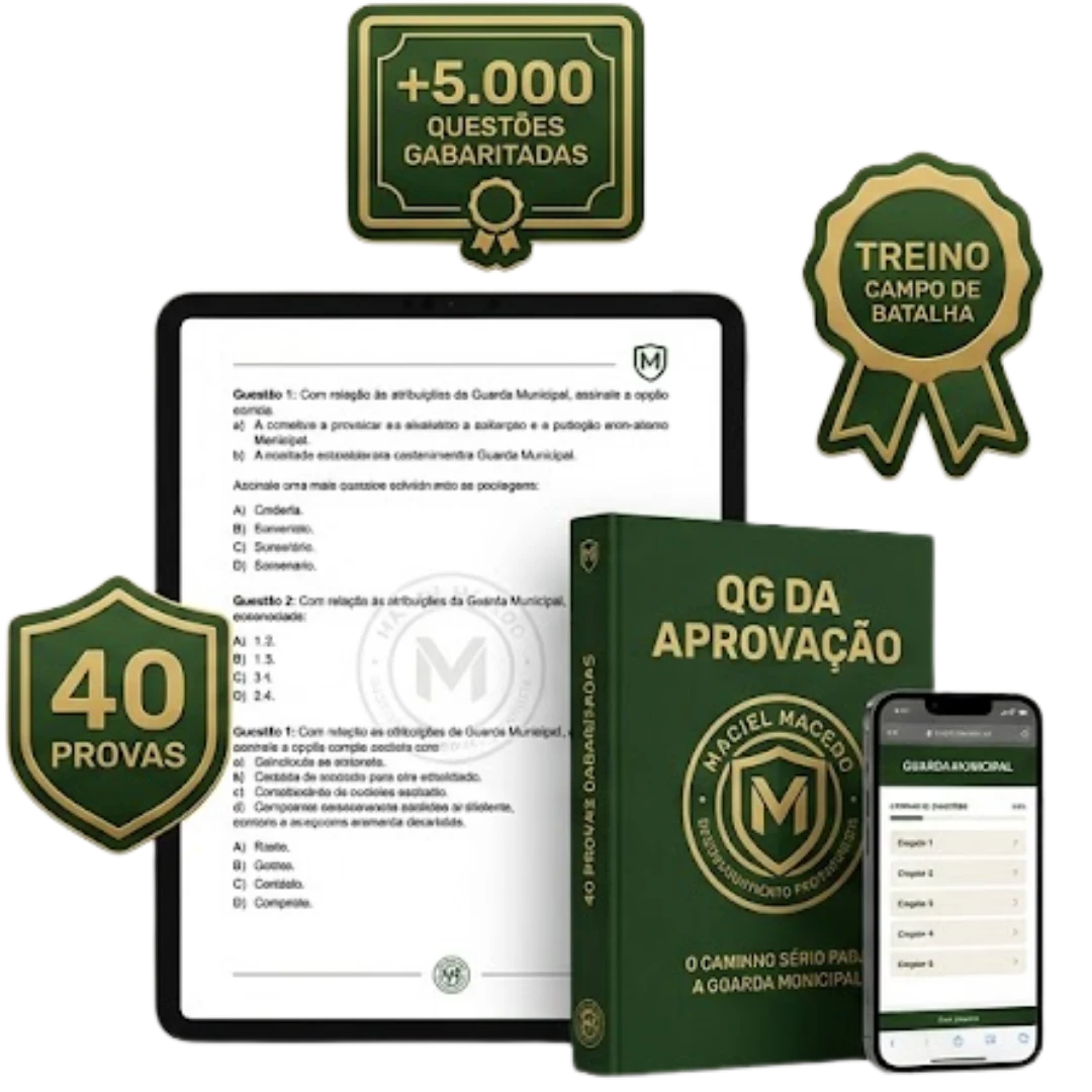 Kit completo Combo QG da Aprovação, tablet, livro e questões