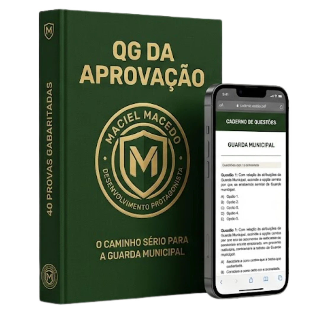 Combo QG da Aprovação, livro e celular com caderno de questões