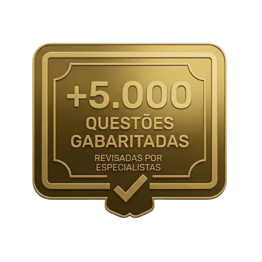 Dois selos dourados: +5.000 Questões Gabaritadas e Treino Campo de Batalha